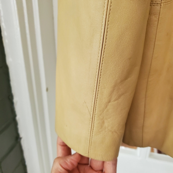 Elements by Vakko Tan Button-Down Leather Blazer Jacket - Woman's Large Vintage - Picture 8 of 16